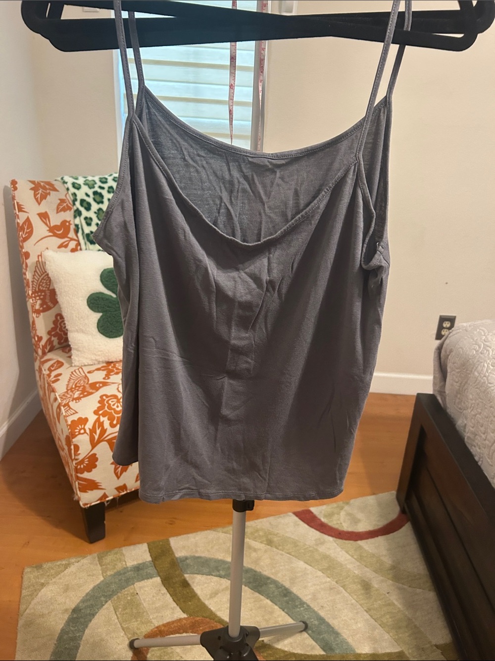 Grey Women's Draped Cowl Neck Tank Top